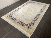 Savonnerıe Design Rug, Cream Rug, 100% Bamboo Silk Carpet, Size: Ft: 6.6 x 9.8 Feet ( 200X300 Cm ) - Oriental Silk Rugs