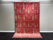 Handloom Silk Rug, Red Rug, Bamboo Silk & Wool, Size: Ft: 5.6 x 7.9 Feet ( 170X240 Cm ) - Oriental Silk Rugs