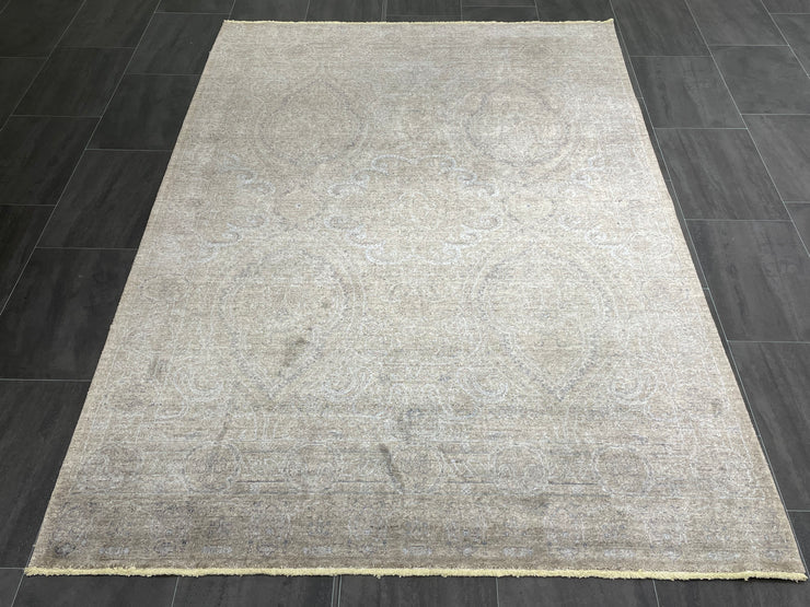 Turkish Modern Wool Carpet, Grey Rug, Bamboo, wool, Size 5.6 x 7.9 Feet ( 170X240 Cm ) - Oriental Silk Rugs