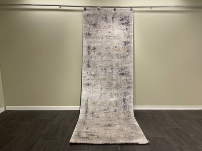 Turkish Runner Rug, Grey Rug, %60 Bamboo %40 Acrylic, Size: Ft: 3.3 x 9.8 Feet ( 100X300 Cm ) - Oriental Silk Rugs
