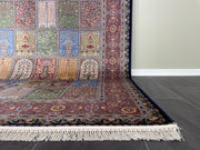 Four Season Design Silk Rug, Navy & Red Rug, 100% Bamboo Silk Carpet, Size: Ft: 6.6 x 9.8 Feet ( 200X300 Cm ) - Oriental Silk Rugs