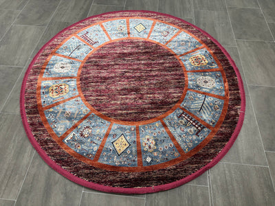 Turkish Carpet, Burgundy Rug, %50 Bamboo %50 Acrylic, Size: Ft: 5.2 x 5.2 Feet ( 160X160 Cm ) - Oriental Silk Rugs