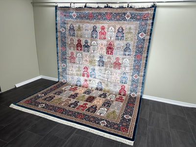 Four Season Design Silk Rug, Multicolor Rug, 100% Bamboo Silk Carpet, Size: Ft: 8.2 x 11.5 Feet ( 240X340 Cm ) - Oriental Silk Rugs