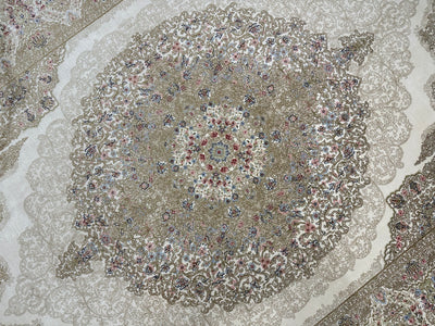 Anatolian Silk Rug, Cream Rug, 100% Bamboo Silk Carpet, Size: Ft: 5.2 x 7.5 Feet ( 160X230 Cm ) - Oriental Silk Rugs