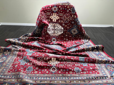 Traditional Silk Rug, Red Rug, 100% Bamboo Silk Carpet, Size: Ft: 8.2 x 11.5 Feet ( 240X340 Cm ) - Oriental Silk Rugs