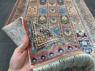 Oriental Silk Rug, Colourful Rug, 100% Bamboo Silk Carpet, Size: Ft: 2.6 x 3.9 Feet ( 80X120 Cm ) - Oriental Silk Rugs