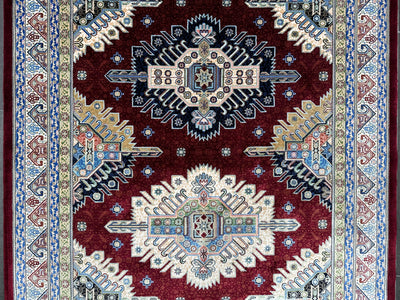 Ethnic Design Small Silk Rug, Red Rug, 100% Bamboo Silk Carpet, Size: Ft: 2.6 x 3.9 Feet ( 80X120 Cm ) - Oriental Silk Rugs