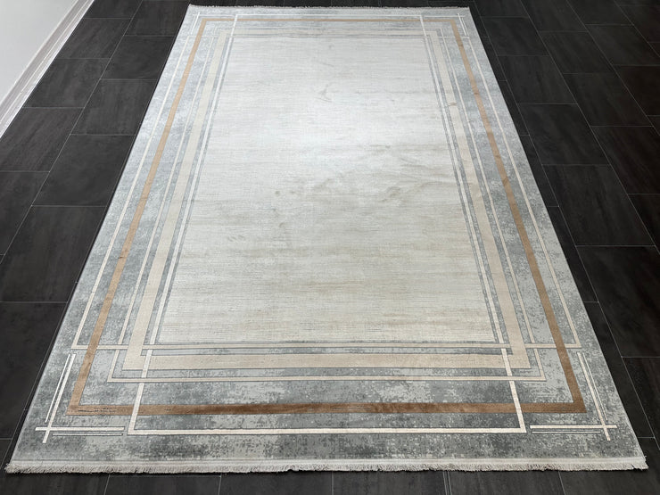 Modern Carpet, White Rug, %60 Bamboo %40 Acrylic, Size: Ft: 6.6 x 9.5 Feet ( 200X290 Cm ) - Oriental Silk Rugs