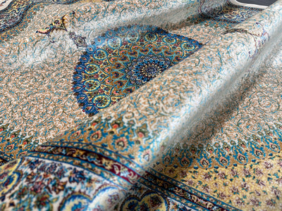 Anatolian Silk Rug,Turkish Silk Rug ,Vintage Design Rug , Colourful Rug , Bamboo Silk Carpet, Size: Ft: 3.3 x 4.9 100X150 Cm - Oriental Silk Rugs