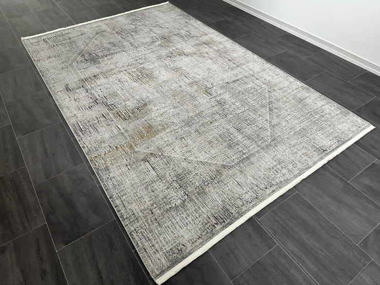 Turkish Carpet, Grey Rug, %60 Bamboo %40 Acrylic, Size: Ft: 6.6 x 9.5 Feet ( 200X300 Cm )