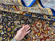 Traditional Wool & Silk Rug, Navy And Cream Silk Rug, Size: Ft: 6.6 x 9.8 Feet ( 200X300 Cm )
