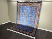 Hereke Design Silk Rug, Blue Rug, 100% Bamboo Silk Carpet, Size: Ft: 6.6 x 9.8 Feet ( 200X300 Cm )
