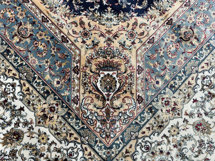 Traditional Silk Rug, Navy Blue Rug, 100% Bamboo Silk Carpet, Size: Ft: 6.6 x 9.8 Feet ( 200X290 Cm )