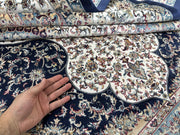 Traditional Silk Rug, Navy Blue Rug, 100% Bamboo Silk Carpet, Size: Ft: 6.6 x 9.8 Feet ( 200X290 Cm )