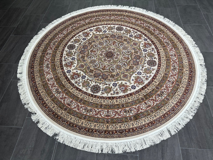 Circle Silk Rug, Cream Rug, 100% Bamboo Silk Carpet, Size: Ft: 6.6 x 6.6 Feet ( 200X200 Cm )