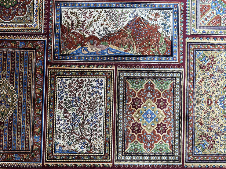 Anatolian Silk Rug, Red Rug, 100% Bamboo Silk Carpet, Size: Ft: 6.6 x 6.6 Feet ( 200X300 Cm )