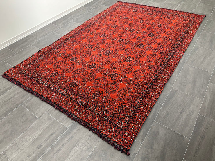 Ft: 6.6x9.9 Turkmen Rug, Red Rug, Cotton & Polyester, Turkish Rug, Traditonal Rug, Art Decor Rug,