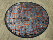 Ethnic Design Rug, Navy Blue Rug, %50 Bamboo %50 Acrylic, Size: Ft: 5.2 x 5.2 Feet ( 160X160 Cm )