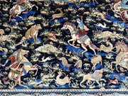 Animal Patterned Silk Rug, Navy Blue Rug, 100% Bamboo Silk Carpet, Size: Ft: 4.9 x 7.5 Feet ( 150X230 Cm )