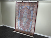 Traditional Silk Rug, Red & Blue Rug, 100% Bamboo Silk Carpet, Size: Ft: 4.9 x 7.4 Feet ( 150X230 Cm )