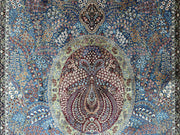 Classic Design Silk Rug, Navy Rug, 100% Bamboo Silk Carpet, Size: Ft: 3.9 x 5.9 Feet ( 120X180 Cm )