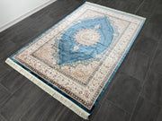 Oriental Silk Rug, Blue Rug, 100% Bamboo Silk Carpet, Size: Ft: 5.2 x 7.5 Feet ( 160X230 Cm )