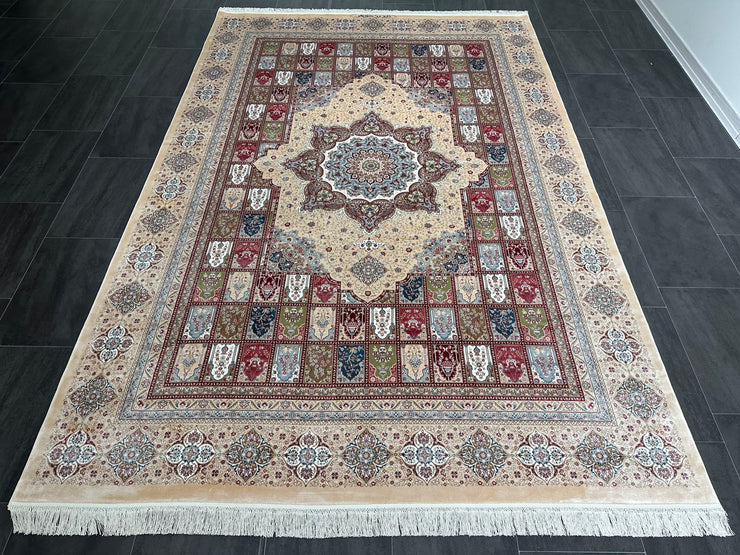 Traditional Silk Rug, Multicolor Rug, 100% Bamboo Silk Carpet, Size: Ft: 6.6 x 9.8 Feet ( 200X290 Cm )