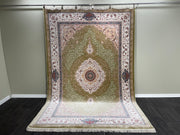 Anatolian Silk Rug, Green Rug, 100% Bamboo Silk Carpet, Size: Ft: 6.6 x 9.8 Feet ( 200X290 Cm ) - Oriental Silk Rugs