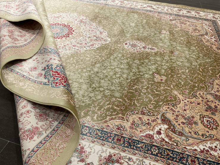 Anatolian Silk Rug, Green Rug, 100% Bamboo Silk Carpet, Size: Ft: 6.6 x 9.8 Feet ( 200X290 Cm ) - Oriental Silk Rugs