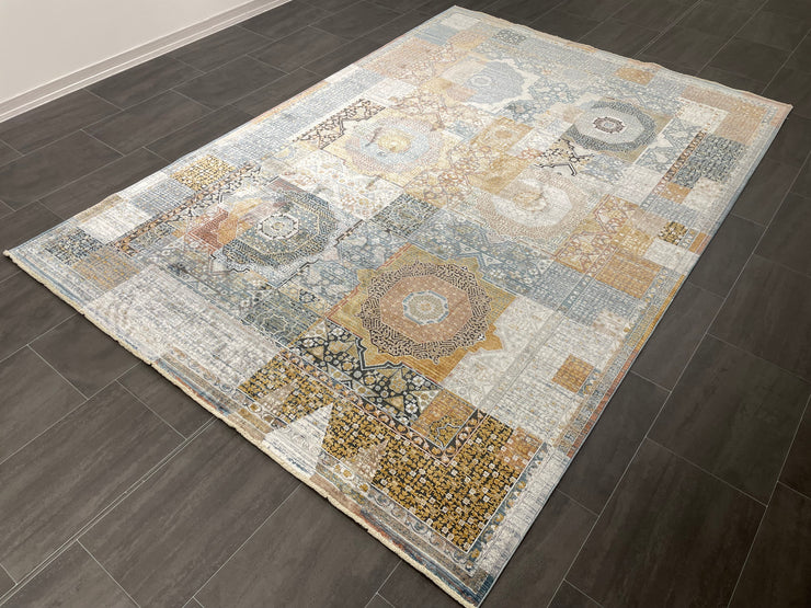Turkish Carpet, Colourful Rug, %60 Bamboo %40 Acrylic, Size: Ft: 6.6 x 9.5 Feet ( 200X300 Cm ) - Oriental Silk Rugs