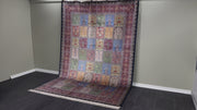 Four Season Design Silk Rug, Navy & Red Rug, 100% Bamboo Silk Carpet, Size: Ft: 6.6 x 9.8 Feet ( 200X300 Cm )