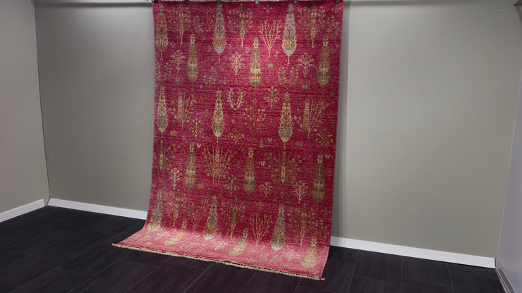 Handloom Silk Rug, Red Rug, Bamboo Silk & Wool, Size: Ft: 5.6 x 7.9 Feet ( 170X240 Cm )