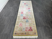 Ft: 3.3 x 9.8 Green Runner Silk Rug Hallway Silk Rug Turkish Carpet Hight Quality Silk Rug