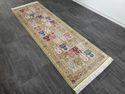 Ft: 3.3 x 9.8 Green Runner Silk Rug Hallway Silk Rug Turkish Carpet Hight Quality Silk Rug