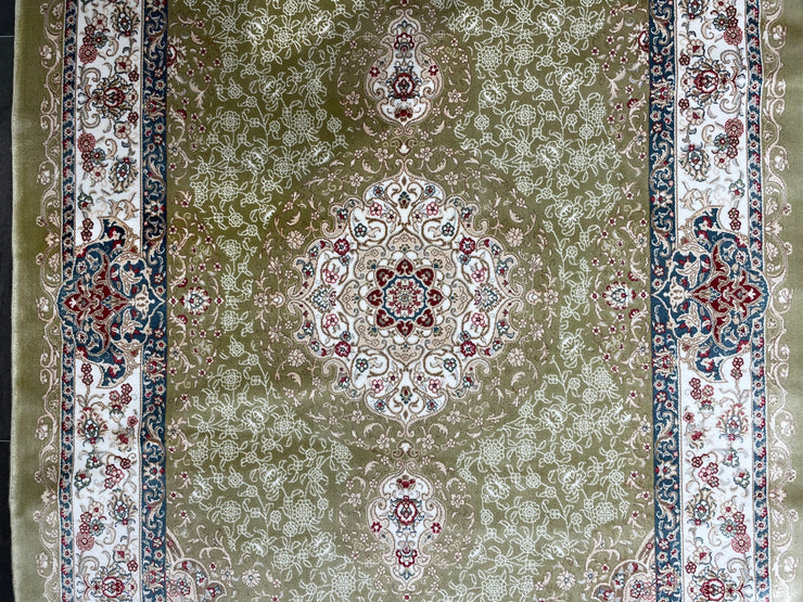 Ft: 3.3 x 13.1 Green Runner Silk Rug Hallway Silk Rug Turkish Carpet Entryway Silk Rug