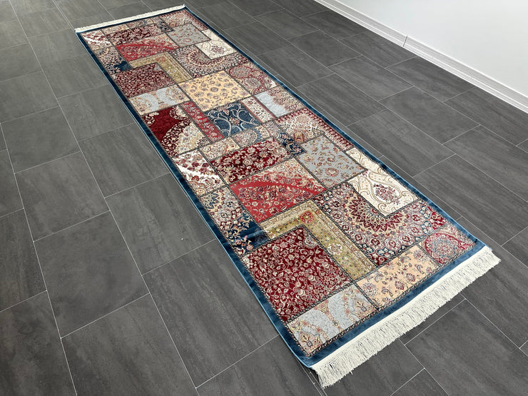 Ft: 3.3 x 9.8 Colorful Runner Silk Rug Turkish Carpet Rug For Hallway  Entryway Rug