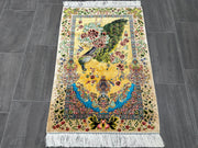 Ft: 3.3 x 4.9 Yellow Silk Rug Animal Patterned Rug