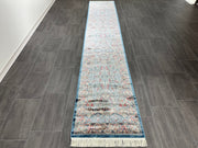 Ft: 2.6 x 13.1 Runner Silk Rug Dark Blue Rug Turkish Carpet Rug For Hallway Bamboo Silk Rug